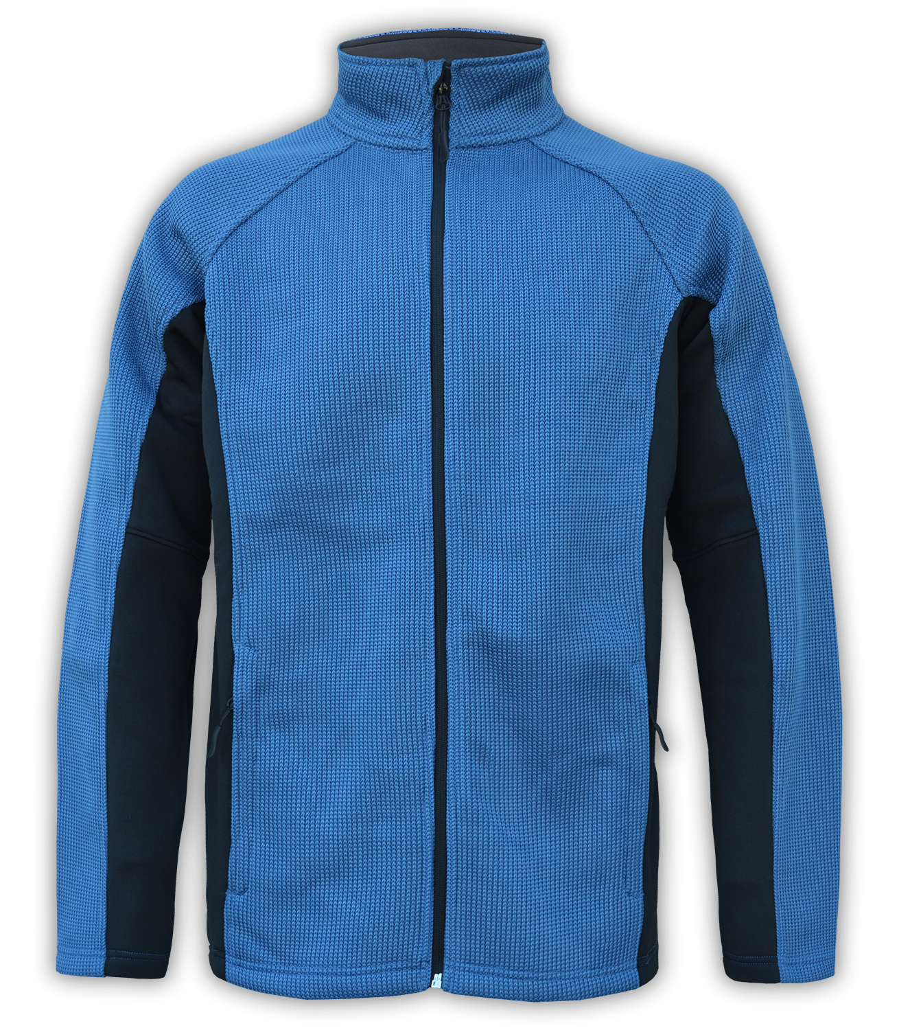 Renegade-club-mens-full-zip-fleece-coarse-weave-blue-black-ski-jacket