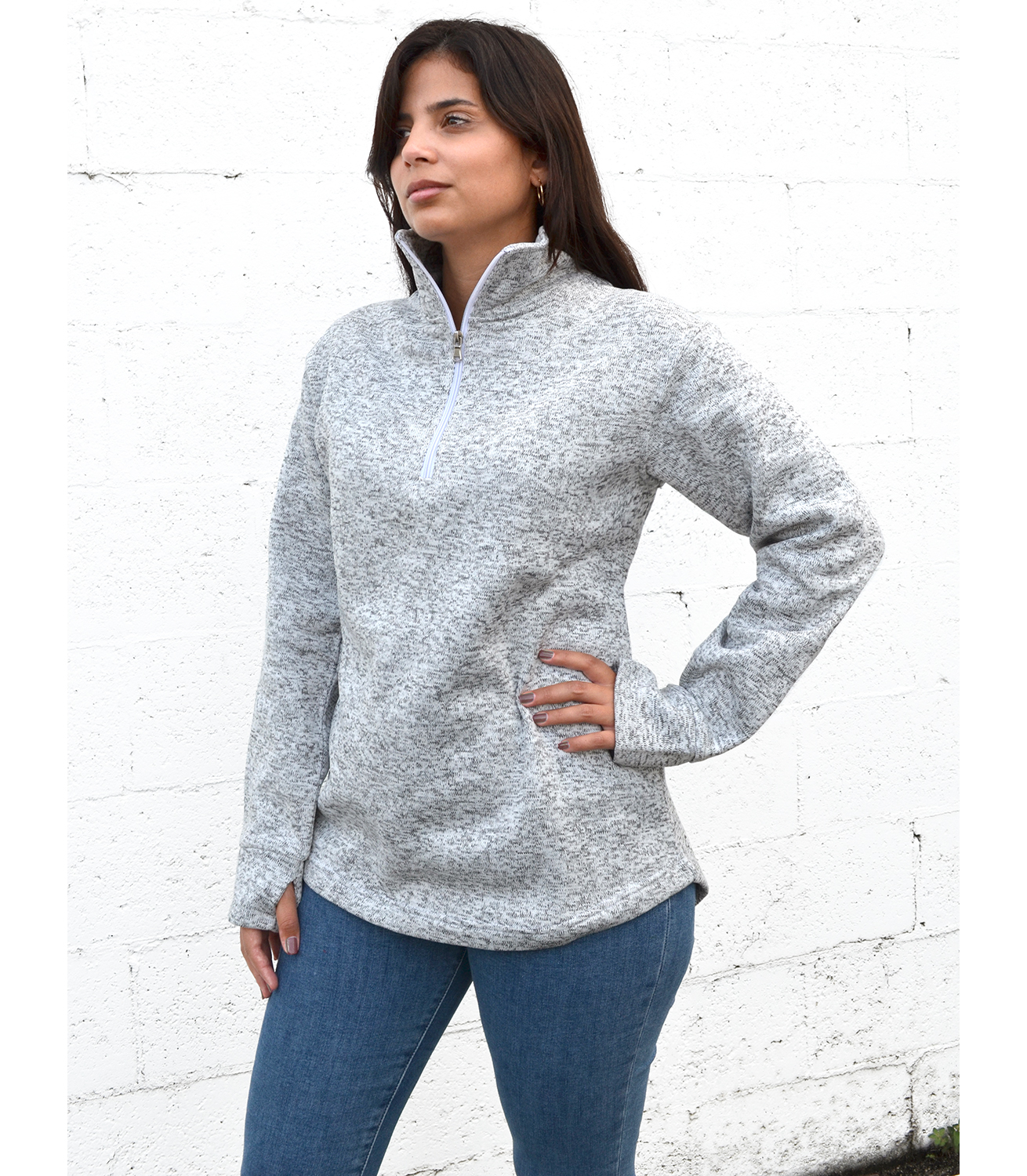 renegade club womens north shore quarter zip, half sip blanks for embroidery gray
